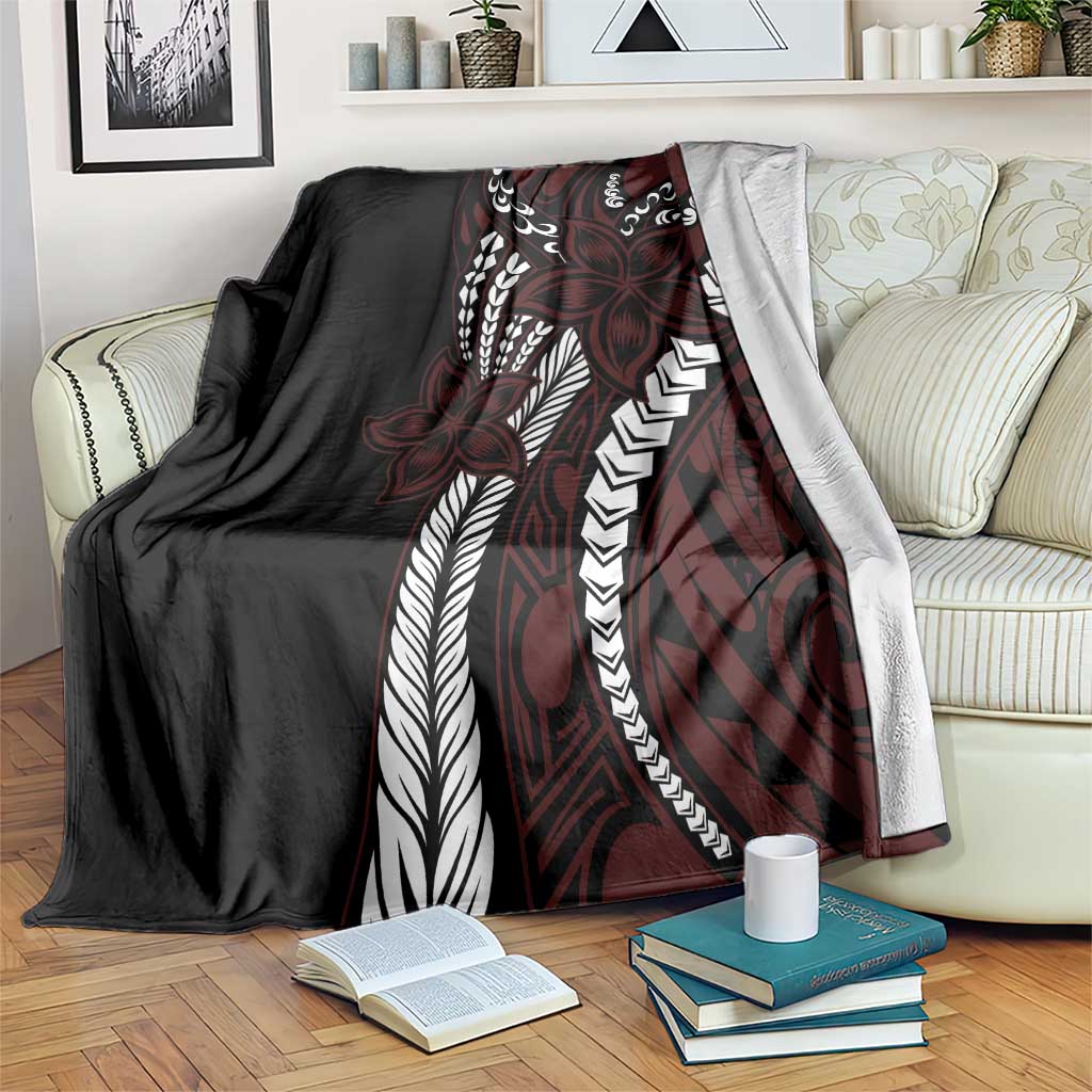 Polynesian Plumeria Floral Tattoo Pattern Blanket Oxblood Style LT9 Oxblood - Polynesian Pride