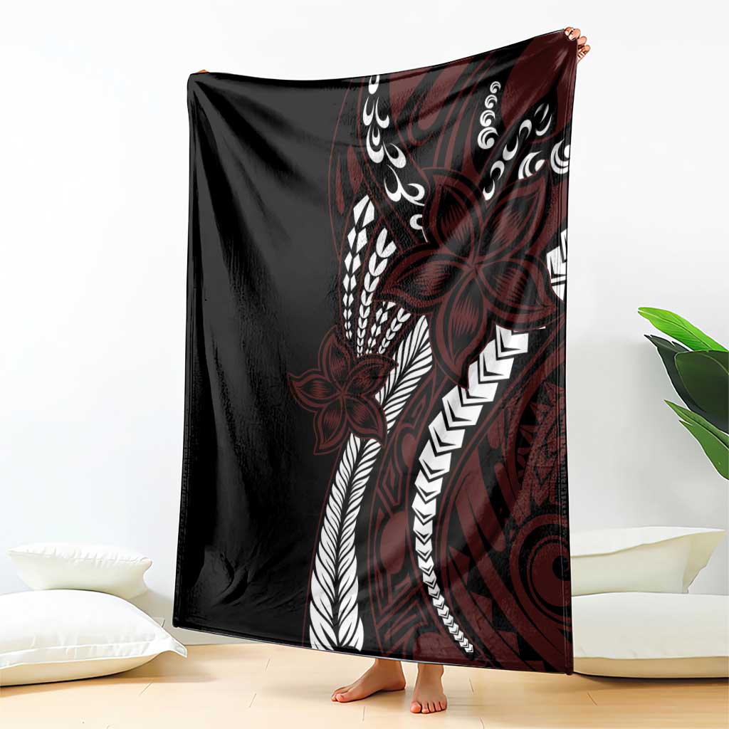 Polynesian Plumeria Floral Tattoo Pattern Blanket Oxblood Style LT9 - Polynesian Pride