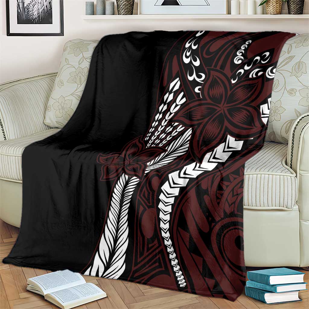 Polynesian Plumeria Floral Tattoo Pattern Blanket Oxblood Style LT9 - Polynesian Pride