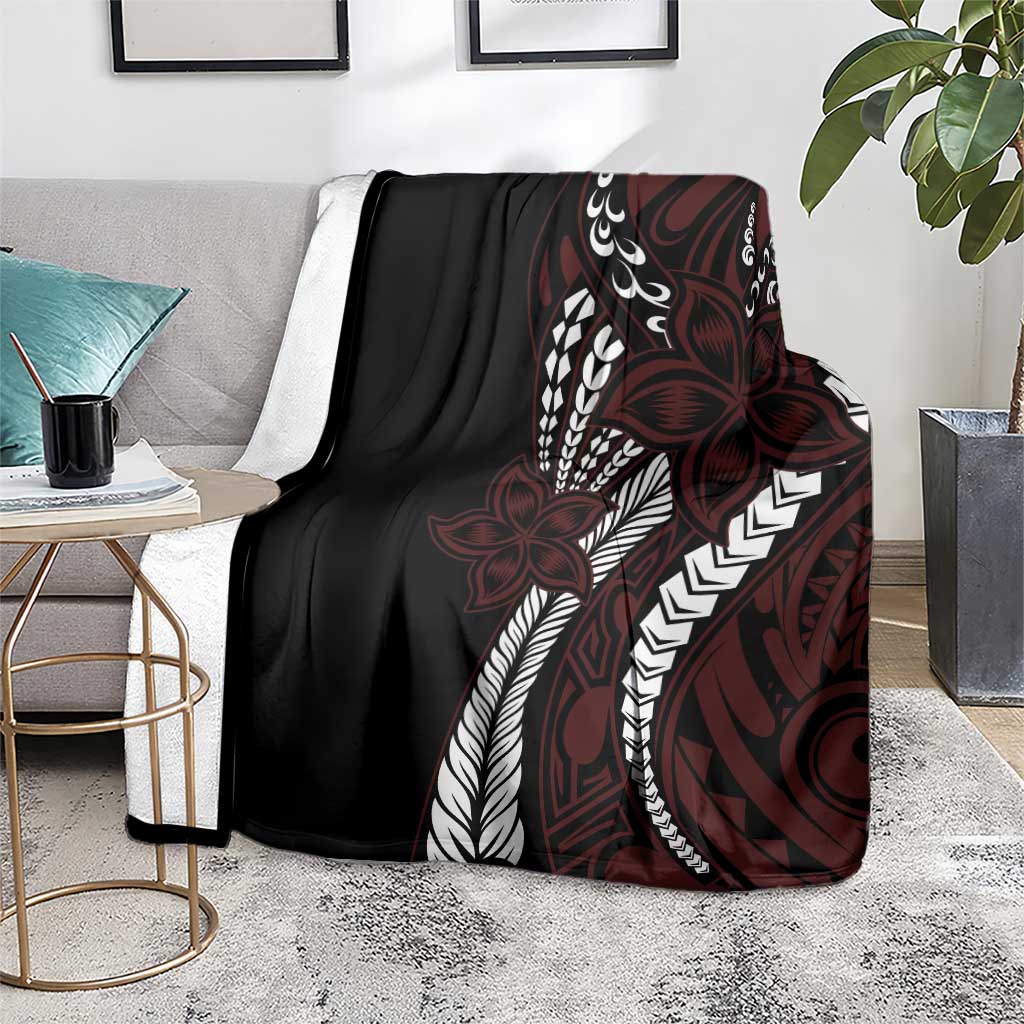 Polynesian Plumeria Floral Tattoo Pattern Blanket Oxblood Style LT9 - Polynesian Pride