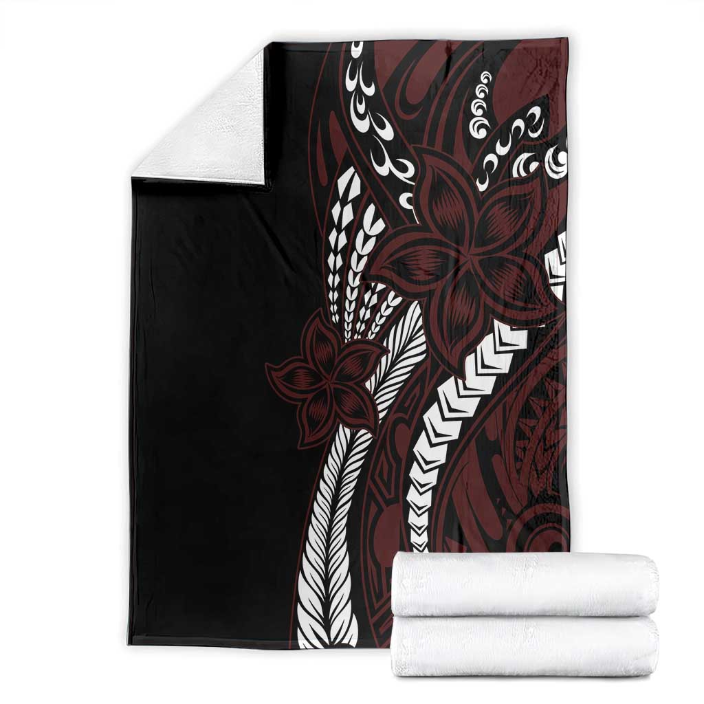 Polynesian Plumeria Floral Tattoo Pattern Blanket Oxblood Style LT9 - Polynesian Pride