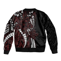 Polynesian Plumeria Floral Tattoo Pattern Bomber Jacket Oxblood Style LT9 - Polynesian Pride
