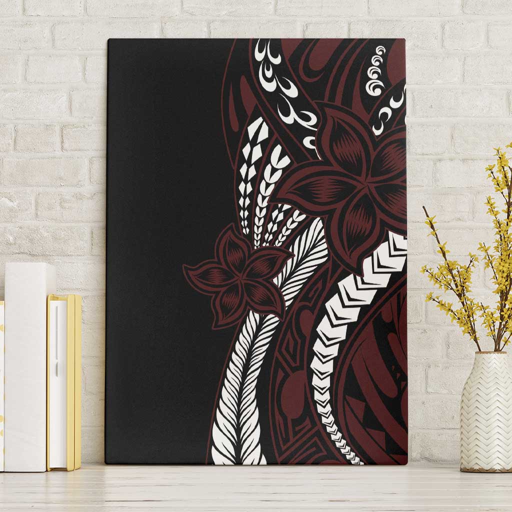 Polynesian Plumeria Floral Tattoo Pattern Canvas Wall Art Oxblood Style LT9 Without Frame Oxblood - Polynesian Pride