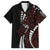 Polynesian Plumeria Floral Tattoo Pattern Family Matching Off Shoulder Maxi Dress and Hawaiian Shirt Oxblood Style