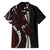 Polynesian Plumeria Floral Tattoo Pattern Family Matching Short Sleeve Bodycon Dress and Hawaiian Shirt Oxblood Style