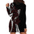 Polynesian Plumeria Floral Tattoo Pattern Hoodie Dress Oxblood Style