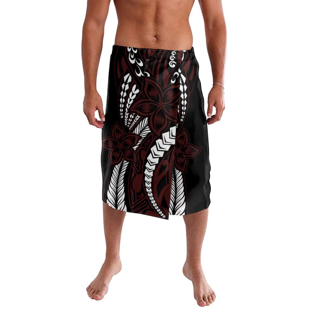 Polynesian Plumeria Floral Tattoo Pattern Lavalava Oxblood Style LT9 Oxblood - Polynesian Pride