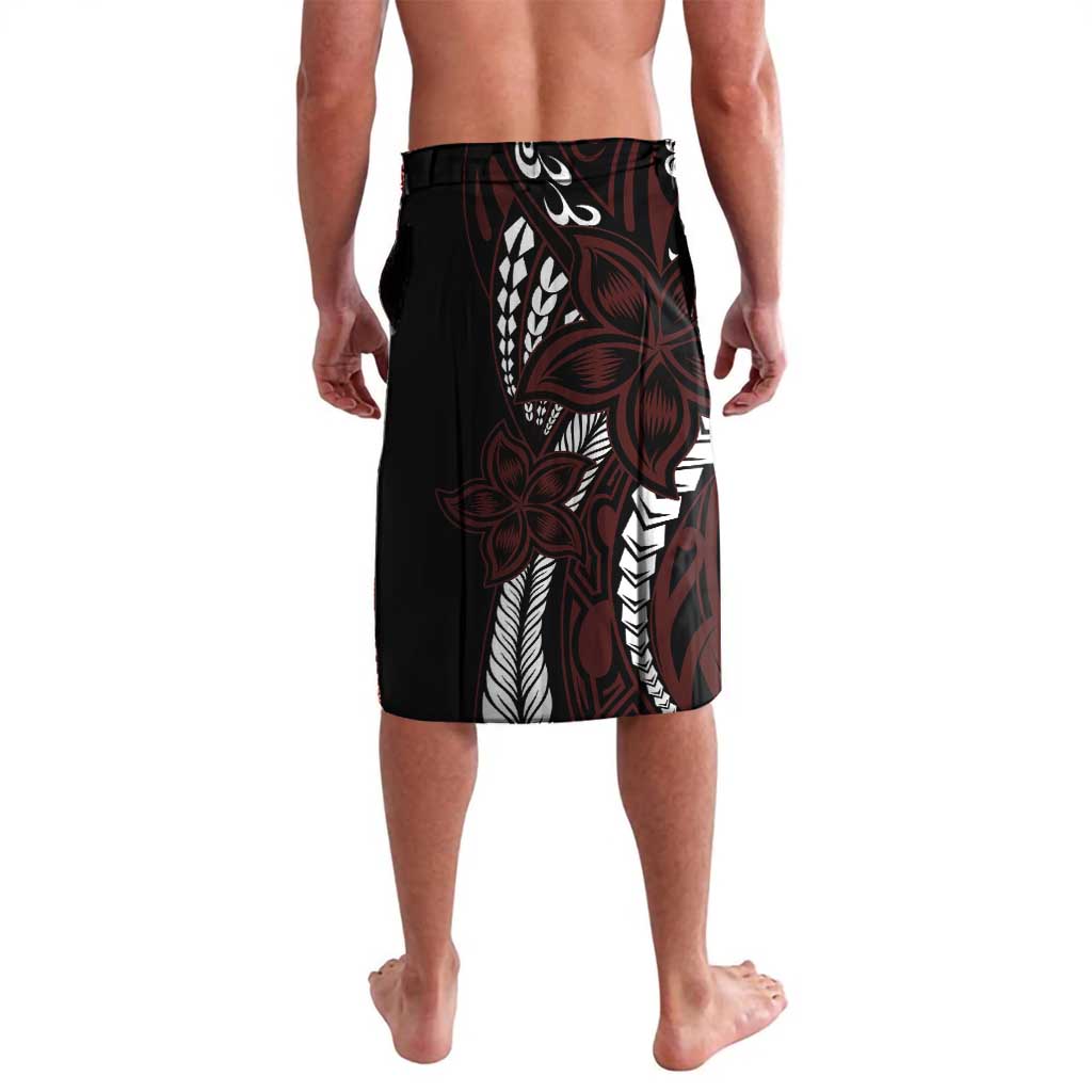 Polynesian Plumeria Floral Tattoo Pattern Lavalava Oxblood Style LT9 - Polynesian Pride