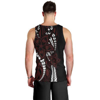 Polynesian Plumeria Floral Tattoo Pattern Men Tank Top Oxblood Style LT9 - Polynesian Pride