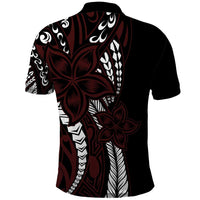 Polynesian Plumeria Floral Tattoo Pattern Polo Shirt Oxblood Style LT9 - Polynesian Pride