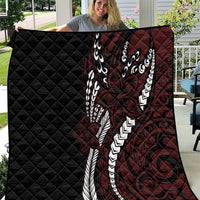 Polynesian Plumeria Floral Tattoo Pattern Quilt Oxblood Style LT9 Oxblood - Polynesian Pride