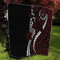 Polynesian Plumeria Floral Tattoo Pattern Quilt Oxblood Style LT9 - Polynesian Pride