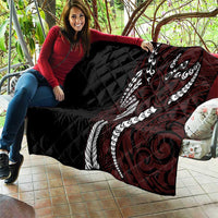 Polynesian Plumeria Floral Tattoo Pattern Quilt Oxblood Style LT9 - Polynesian Pride