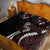 Polynesian Plumeria Floral Tattoo Pattern Quilt Bed Set Oxblood Style