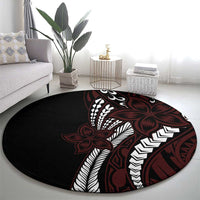 Polynesian Plumeria Floral Tattoo Pattern Round Carpet Oxblood Style LT9 - Polynesian Pride