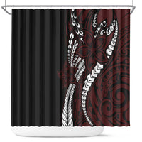 Polynesian Plumeria Floral Tattoo Pattern Shower Curtain Oxblood Style LT9 Oxblood - Polynesian Pride