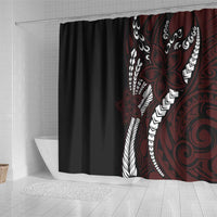 Polynesian Plumeria Floral Tattoo Pattern Shower Curtain Oxblood Style LT9 - Polynesian Pride