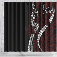 Polynesian Plumeria Floral Tattoo Pattern Shower Curtain Oxblood Style LT9 - Polynesian Pride