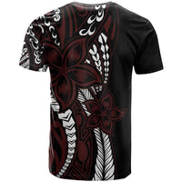 Polynesian Plumeria Floral Tattoo Pattern T Shirt Oxblood Style LT9 - Polynesian Pride