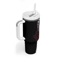 Polynesian Plumeria Floral Tattoo Pattern Tumbler With Handle Oxblood Style LT9 - Polynesian Pride