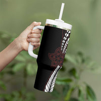 Polynesian Plumeria Floral Tattoo Pattern Tumbler With Handle Oxblood Style LT9 - Polynesian Pride