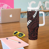Polynesian Plumeria Floral Tattoo Pattern Tumbler With Handle Oxblood Style LT9 - Polynesian Pride