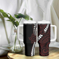 Polynesian Plumeria Floral Tattoo Pattern Tumbler With Handle Oxblood Style LT9 - Polynesian Pride
