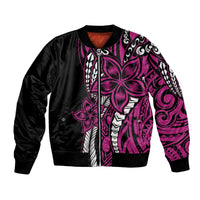 Polynesian Plumeria Floral Tattoo Pattern Bomber Jacket Pink Style LT9 Unisex Pink - Polynesian Pride