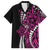 Polynesian Plumeria Floral Tattoo Pattern Family Matching Long Sleeve Bodycon Dress and Hawaiian Shirt Pink Style