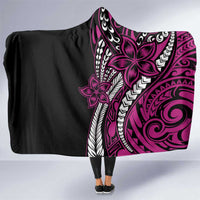 Polynesian Plumeria Floral Tattoo Pattern Hooded Blanket Pink Style LT9 One Size Pink - Polynesian Pride