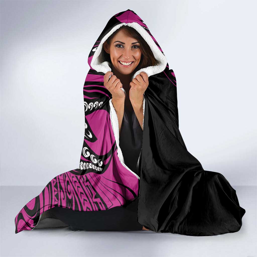 Polynesian Plumeria Floral Tattoo Pattern Hooded Blanket Pink Style LT9 - Polynesian Pride