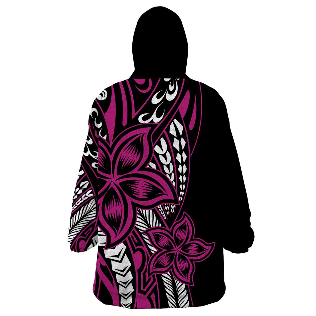 Polynesian Plumeria Floral Tattoo Pattern Wearable Blanket Hoodie Pink Style LT9 - Polynesian Pride