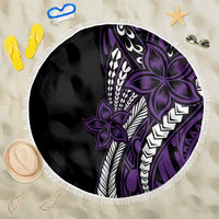 Polynesian Plumeria Floral Tattoo Pattern Beach Blanket Purple Style LT9 One Size 150cm Purple - Polynesian Pride