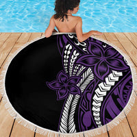 Polynesian Plumeria Floral Tattoo Pattern Beach Blanket Purple Style LT9 - Polynesian Pride