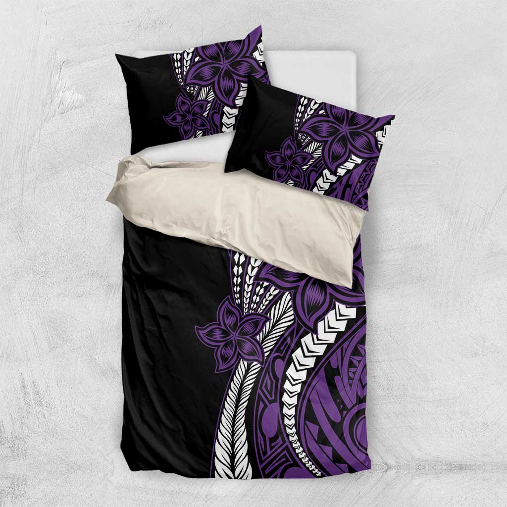 Polynesian Plumeria Floral Tattoo Pattern Bedding Set Purple Style LT9 US Twin 172cm x 218cm Purple - Polynesian Pride