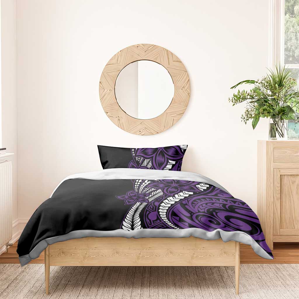 Polynesian Plumeria Floral Tattoo Pattern Bedding Set Purple Style LT9 - Polynesian Pride