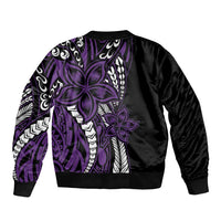 Polynesian Plumeria Floral Tattoo Pattern Bomber Jacket Purple Style LT9 - Polynesian Pride