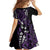 Polynesian Plumeria Floral Tattoo Pattern Family Matching Short Sleeve Bodycon Dress and Hawaiian Shirt Purple Style