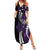 Polynesian Plumeria Floral Tattoo Pattern Family Matching Summer Maxi Dress and Hawaiian Shirt Purple Style