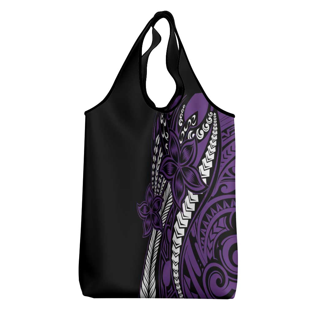 Polynesian Plumeria Floral Tattoo Pattern Grocery Bag Purple Style LT9 - Polynesian Pride