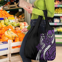 Polynesian Plumeria Floral Tattoo Pattern Grocery Bag Purple Style LT9 - Polynesian Pride