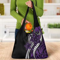 Polynesian Plumeria Floral Tattoo Pattern Grocery Bag Purple Style LT9 - Polynesian Pride