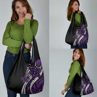 Polynesian Plumeria Floral Tattoo Pattern Grocery Bag Purple Style LT9 - Polynesian Pride