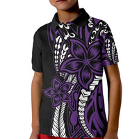 Polynesian Plumeria Floral Tattoo Pattern Kid Polo Shirt Purple Style LT9 Kid Purple - Polynesian Pride