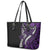 Polynesian Plumeria Floral Tattoo Pattern Leather Tote Bag Purple Style