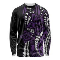 Polynesian Plumeria Floral Tattoo Pattern Long Sleeve Shirt Purple Style LT9 Unisex Purple - Polynesian Pride