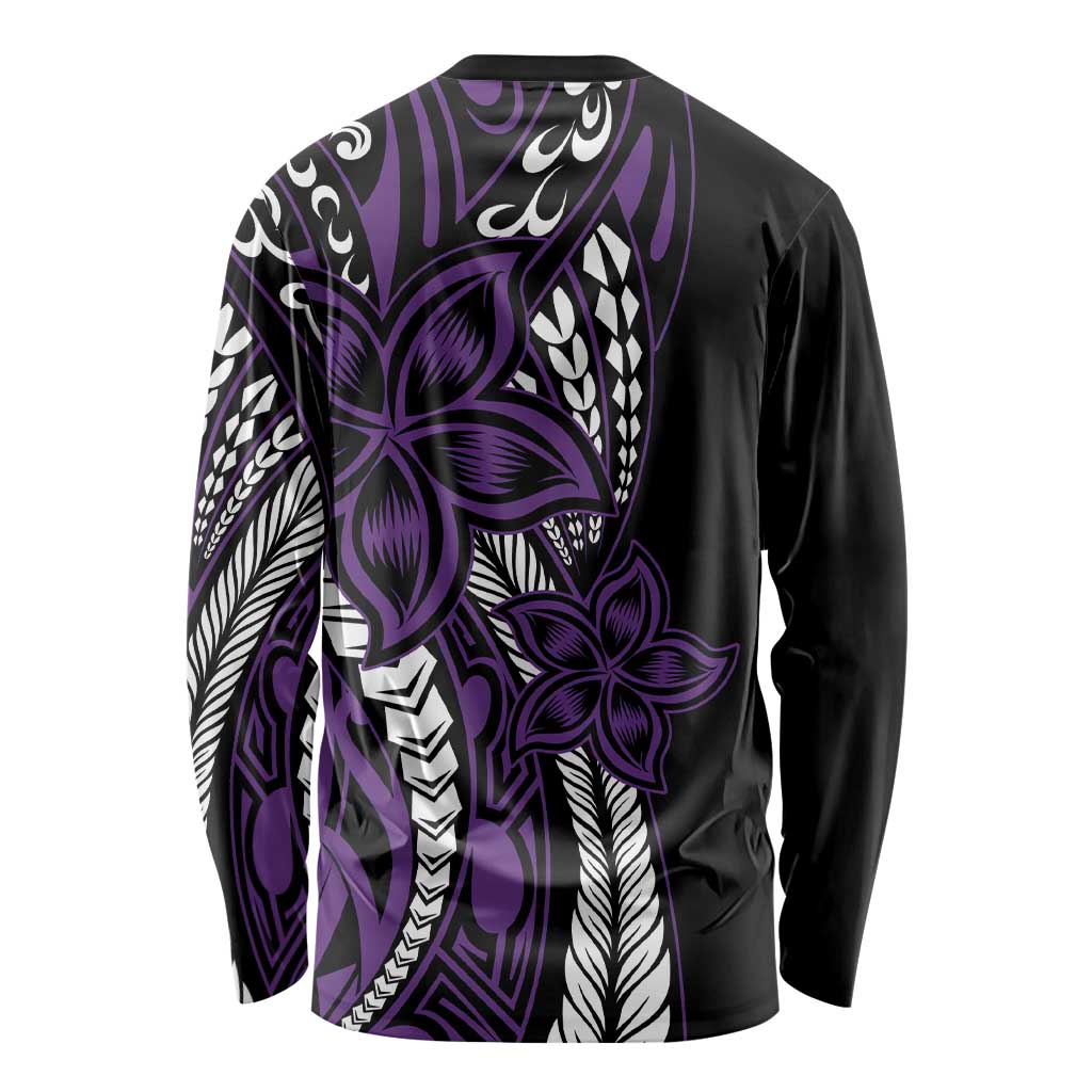 Polynesian Plumeria Floral Tattoo Pattern Long Sleeve Shirt Purple Style LT9 - Polynesian Pride
