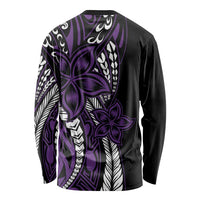 Polynesian Plumeria Floral Tattoo Pattern Long Sleeve Shirt Purple Style LT9 - Polynesian Pride