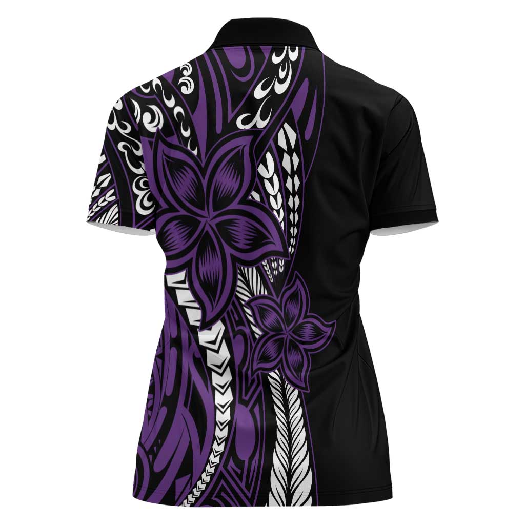 Polynesian Plumeria Floral Tattoo Pattern Women Polo Shirt Purple Style LT9 - Polynesian Pride