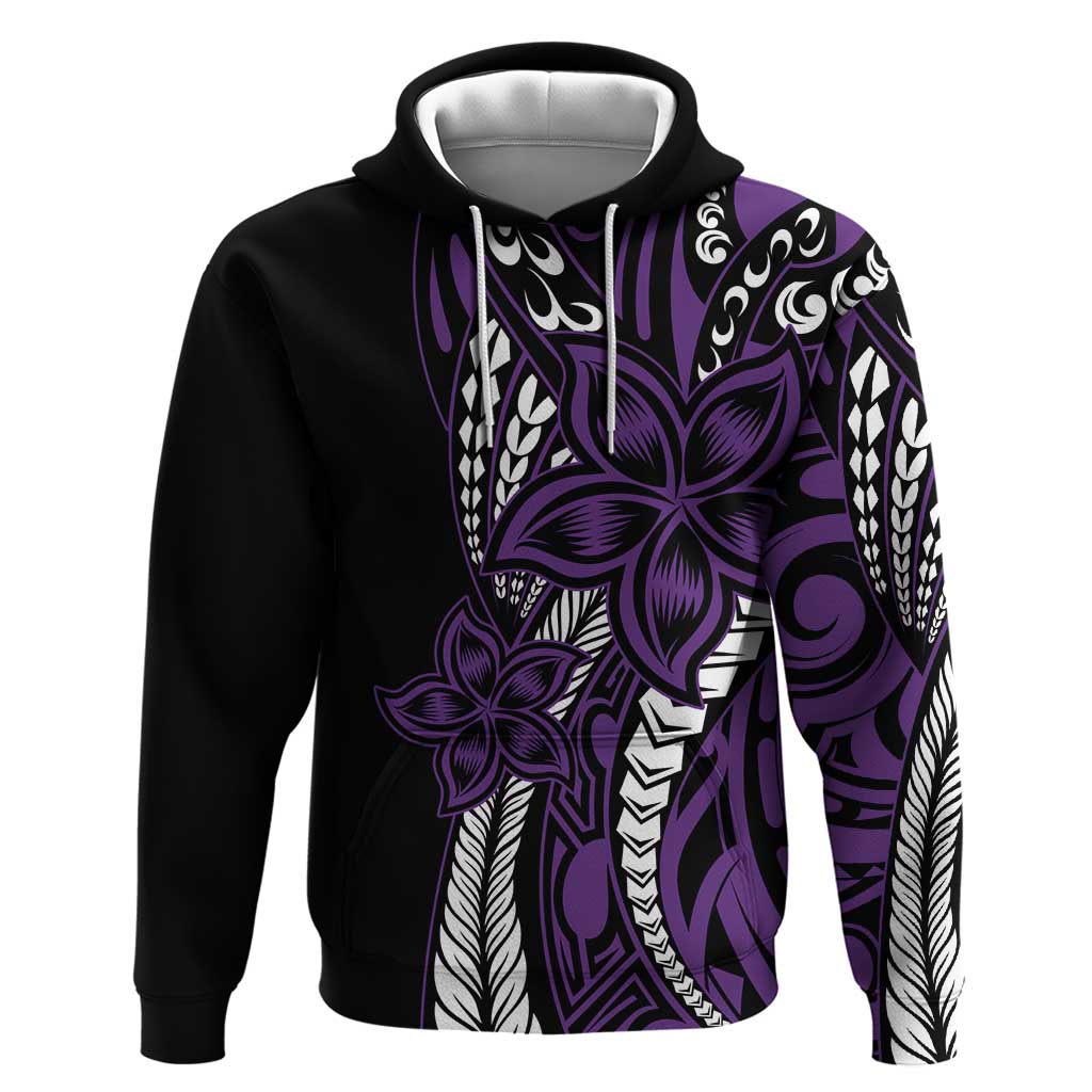 Polynesian Plumeria Floral Tattoo Pattern Zip Hoodie Purple Style LT9 Pullover Hoodie Purple - Polynesian Pride